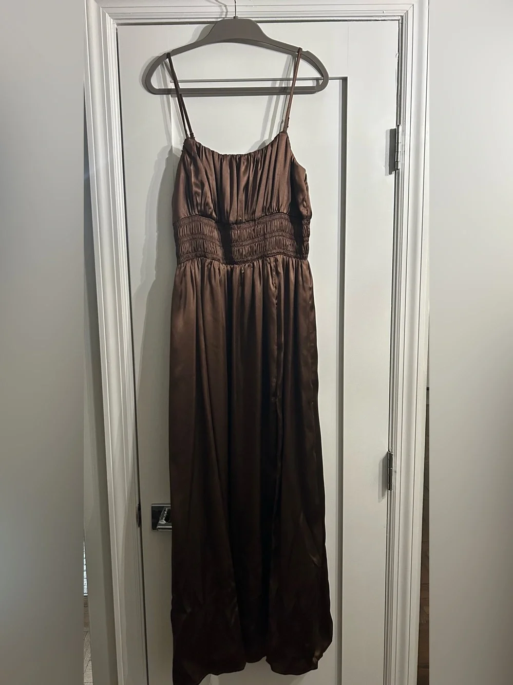Abercrombie & Fitch Brown Satin Maxi Dress